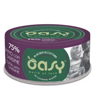 Oasy gatto more love 75% tonno con sardine 70 gr