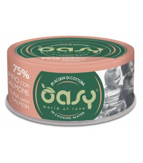 Oasy gatto more love 75% tonno con salmone 70 gr