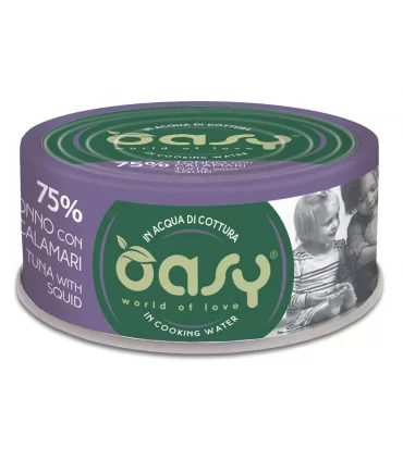 Oasy gatto more love 75% tonno con calamari 70 gr