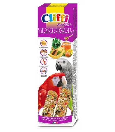 Cliffi sticks pappagalli con f. tropicali e miele "tropical" 150 gr
