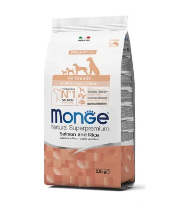 Monge cane puppy & junior all breeds salmone e riso 800 gr
