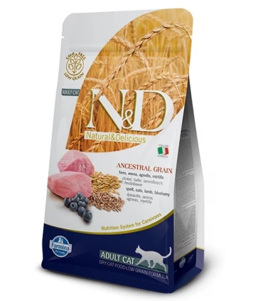 Farmina n&d low grain gatto farro avena agnello e mirtillo 5 kg