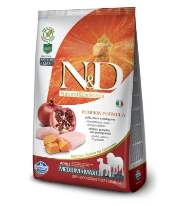 Farmina n&d pumpkin grain free adult medio maxi pollo zucca e melograno 12 kg