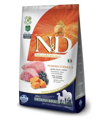Farmina n&d pumpkin grain free adult medio maxi agnello zucca e mirtillo 12 kg
