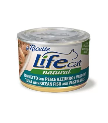 Life cat natural tonnetto con pesce azzurro e verdure 150 gr