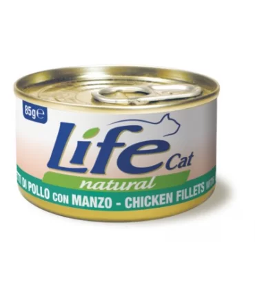 Life cat natural filetti di pollo con manzo 85 gr