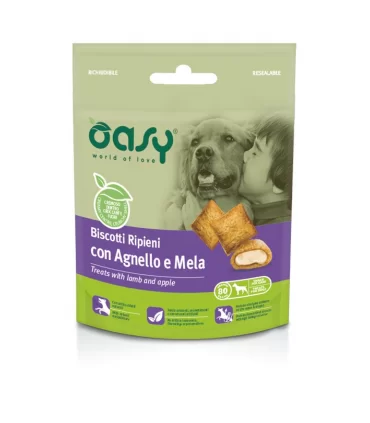 Oasy snack cane biscotti ripieni con agnello e mela 70 gr