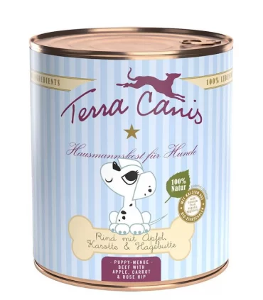 Terra canis puppy manzo con mela, carote e rosa canina 800 gr