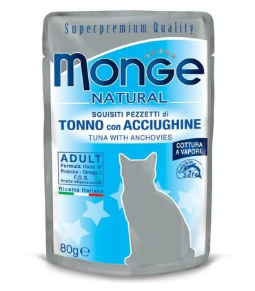 Monge gatto adult tonno con acciughine bustina 80 gr