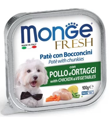 Monge cane fresh pate e bocconcini con pollo e ortaggi 100 gr