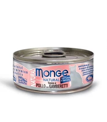 Monge gatto natural tonno e pollo con gamberetti 80 gr