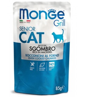 Monge gatto grill senior bocconcini ricco in sgombro busta 85 gr