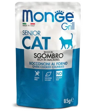 Monge gatto grill senior bocconcini ricco in sgombro busta 85 gr