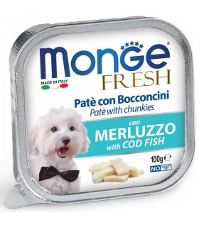Monge cane fresh pate e bocconcini con merluzzo 100 gr