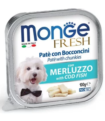 Monge cane fresh pate e bocconcini con merluzzo 100 gr