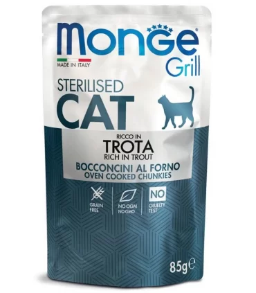 Monge gatto grill sterilised bocconcini ricco in trota busta 85 gr