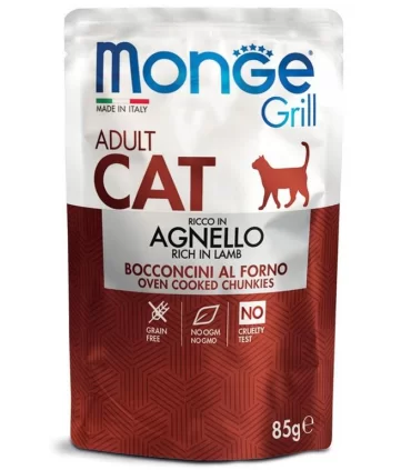 Monge gatto grill adult bocconcini ricco in agnello busta 85 gr