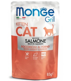 Monge gatto grill kitten bocconcini ricco in salmone busta 85 gr
