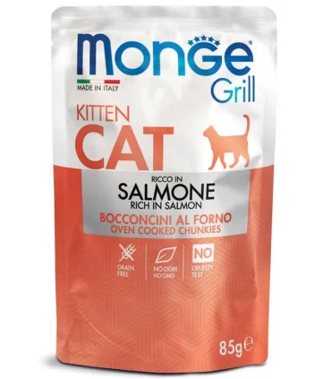 Monge gatto grill kitten bocconcini ricco in salmone busta 85 gr