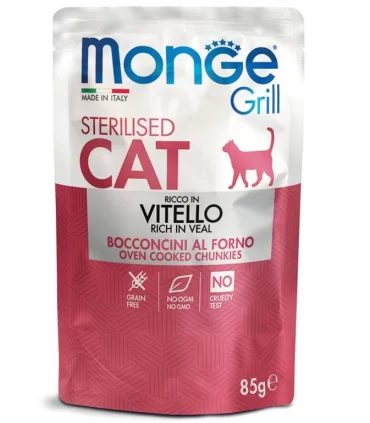Monge gatto grill sterilised bocconcini ricco in vitello busta 85 gr