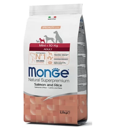 Monge cane adult mini salmone e riso 7,5 kg