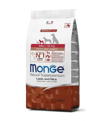 Monge cane mini puppy & junior agnello e riso 2,5 kg