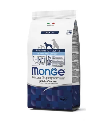 Monge cane medium puppy & junior pollo 3 kg