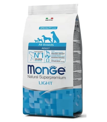 Monge cane adult light all breeds salmone e riso 12 kg