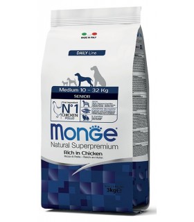 Monge cane medium senior ricco di pollo 12 kg