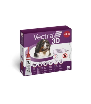 Vectra 3D cane +40 kg rosso 3 pipette