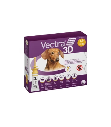 Vectra 3D cane 1,5-4 kg giallo 3 pipette