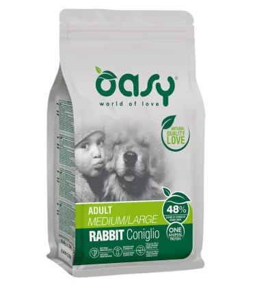 Oasy cane adult one protein medium large coniglio 12 kg