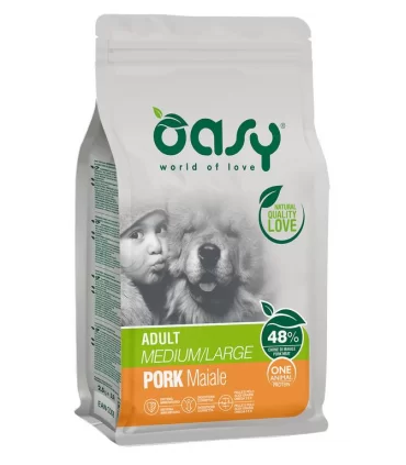 Oasy cane adult one protein medium large maiale 12 kg