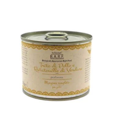 Dr.Clauder's Barf menu completo gatto Trito di pollo e ratatouille di verdure con pastinaca 200 gr