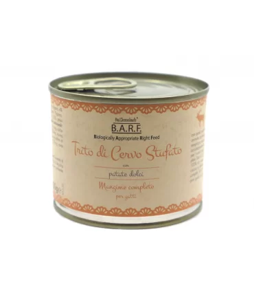 Dr.Clauder's Barf menu completo gatto Trito di cervo con patate dolci 200 gr