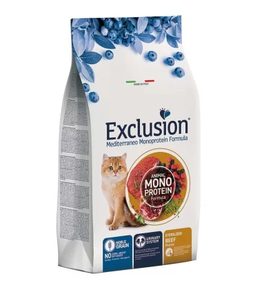Exclusion mediterraneo gatto sterilized manzo 1,5 kg