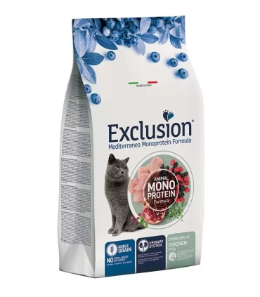 Exclusion mediterraneo gatto sterilized +7 pollo 1,5 kg