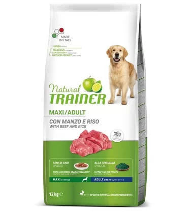 Natural trainer cane Adult maxi con Manzo e riso 12 kg