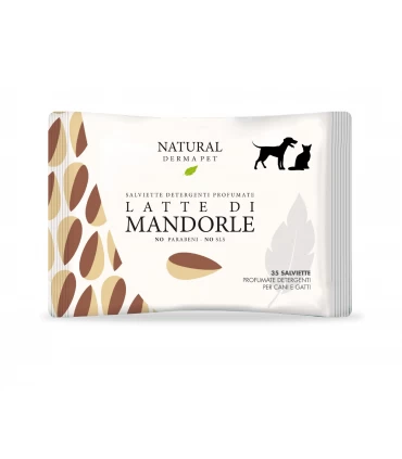Natural derma pet salviette latte di mandorle 35 pz