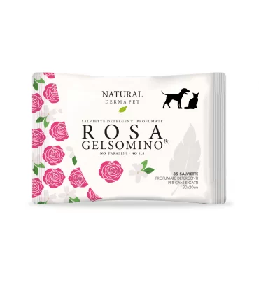 Natural derma pet salviette rosa e gelsomino 35 pz
