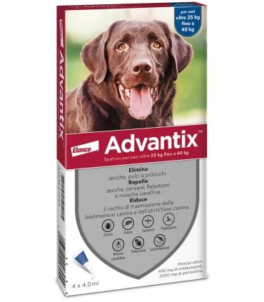 Advantix Spot On 4 pipetta per cani oltre 25 kg fino a 40 kg