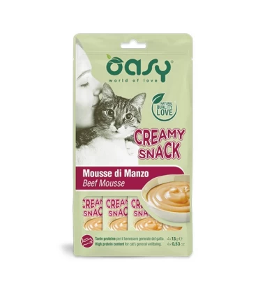 Oasy gatto snack creamy mousse di manzo 4x15 gr