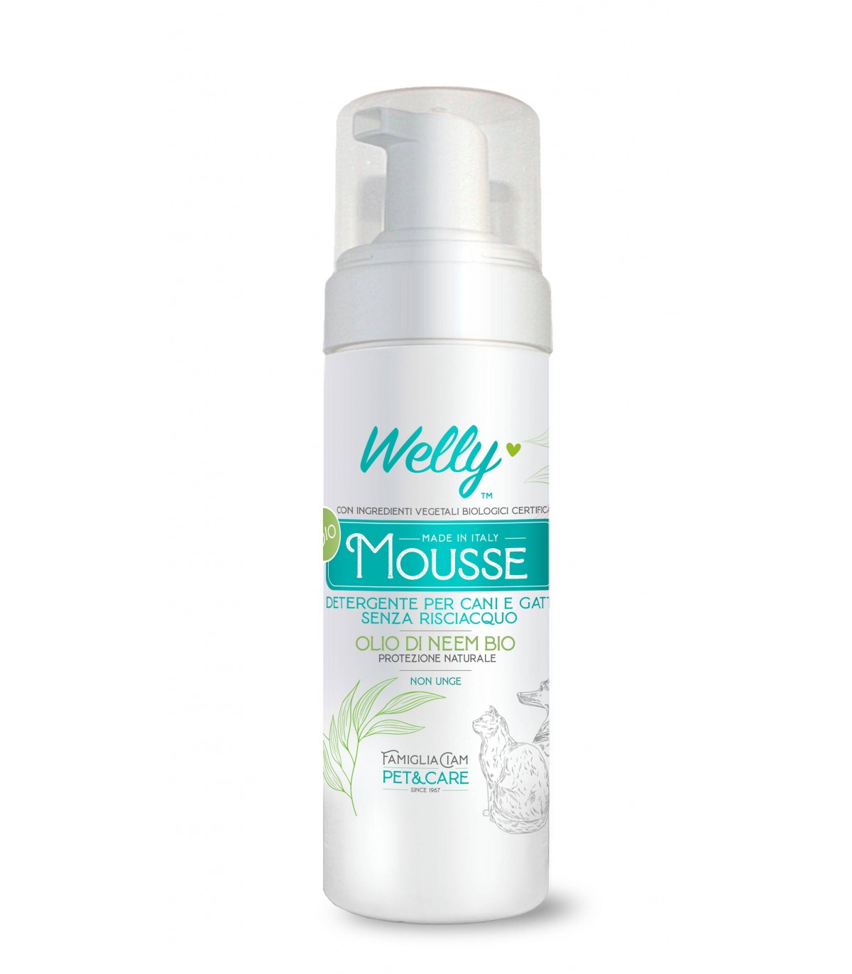 Welly Bio Mousse Detergente cane e gatto Olio di neem 150 ml