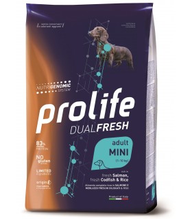 Prolife cane dualfresh adult salmone merluzzo & riso mini 2 kg