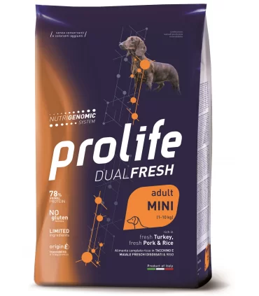 Prolife cane dualfresh adult tacchino maiale & riso mini 2 kg