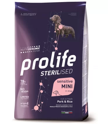 Prolife cane sterilised sensitive adult maiale & riso mini 2 kg
