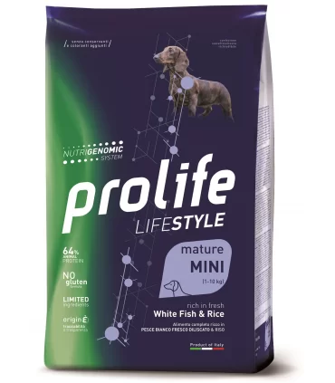 Prolife cane lifestyle mature pesce bianco & riso mini 2 kg