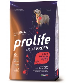 Prolife cane dualfresh adult manzo oca & riso medium large 12 kg