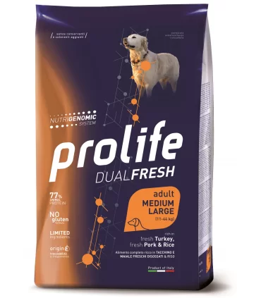 Prolife cane dualfresh adult tacchino maiale & riso medium large 2,5 kg