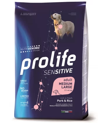 Prolife cane sensitive adult maiale & riso medium large 2,5 kg
